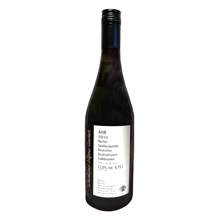 2021 Recher Spätburgunder Qualitätswein halbtrocken 750 ml. Rotwein halbtrocken
