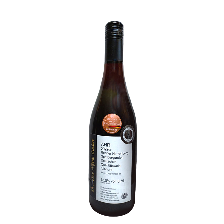 2022 Recher Herrenberg Spätburgunder Qualitätswein feinherb 750 ml. Rotwein feinherb
