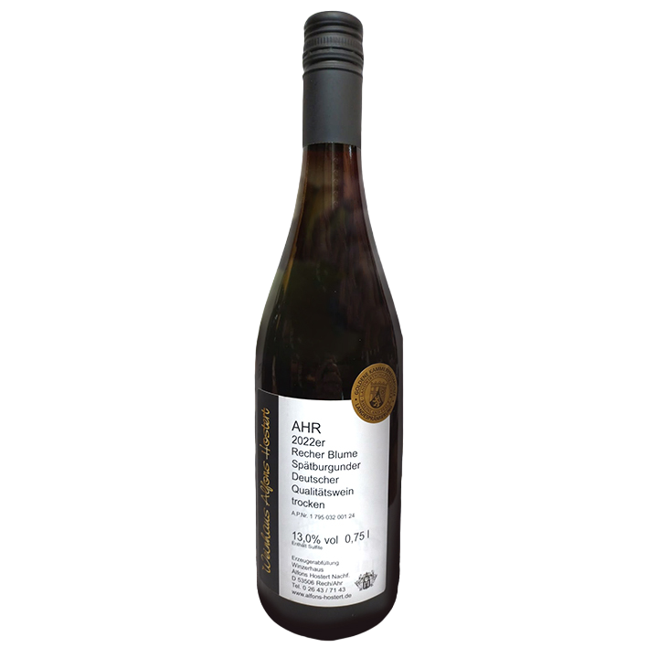 AHR 2022 Recher Blume Spätburgunder Qualitätswein trocken 750 ml. Rotwein trocken