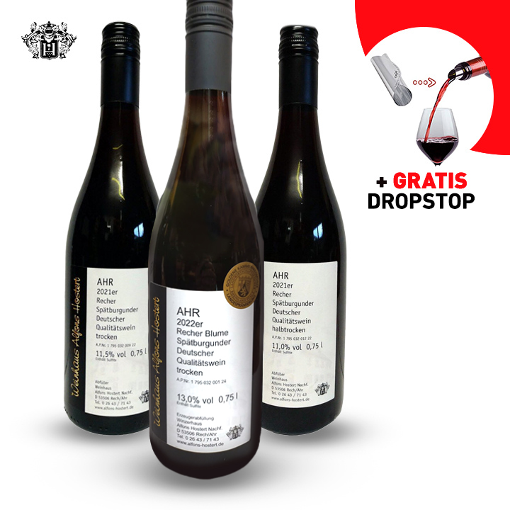 Vorteilspaket 3 Flaschen Rotwein + GRATIS Dropstop