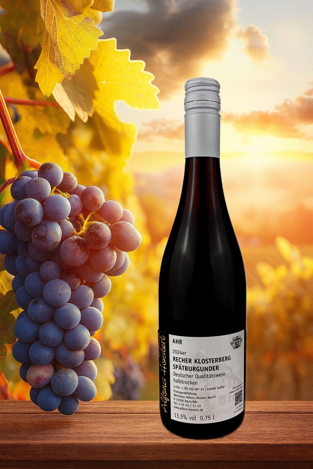 2024 Recher Klosterberg Spätburgunder Qualitätswein halbtrocken 750 ml. Rotwein halbtrocken